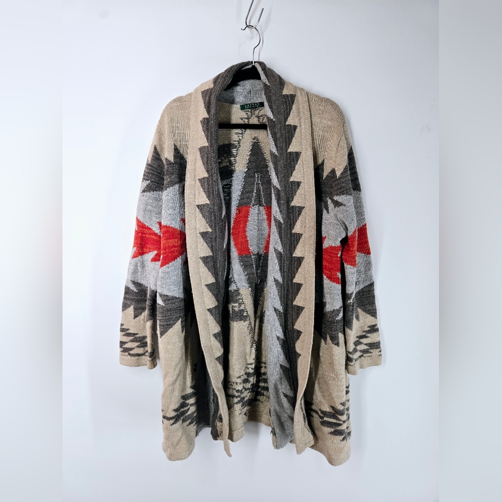 Ralph Lauren Aztec Patterned Cardigan, Size XL